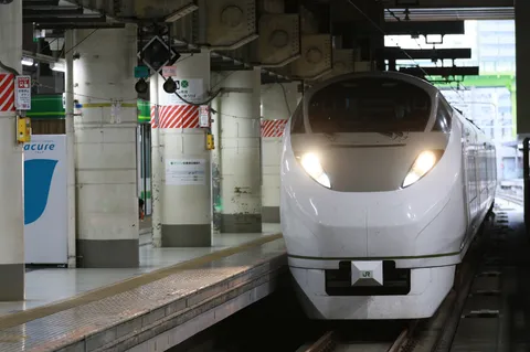 駅に停車中の白き列車