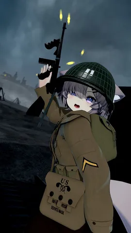 激戦区に立つ猫耳兵士