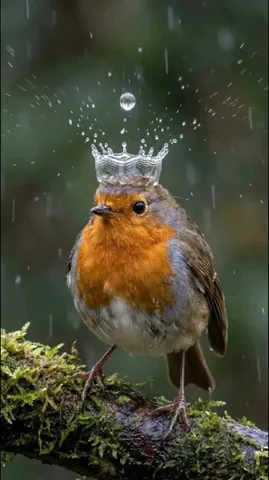 雨粒の王冠を戴く小鳥
