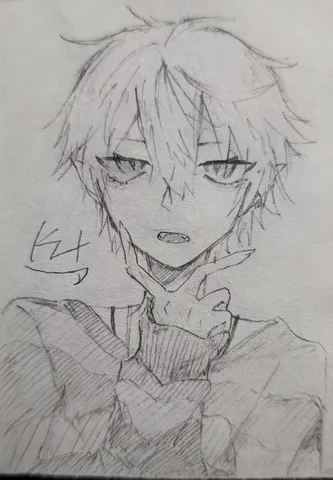 鉛筆のタッチが鮮やかなアニメ風イラスト