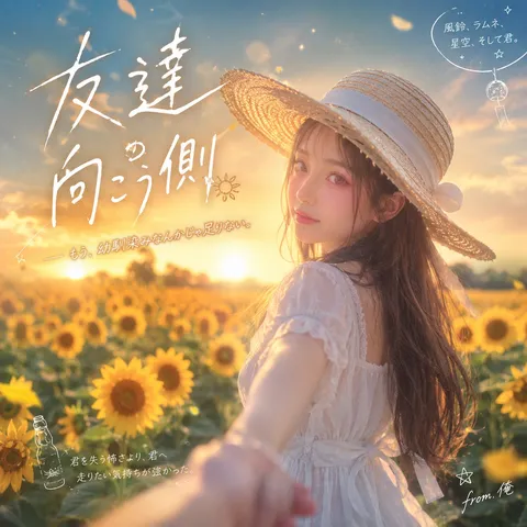 ひまわり畑と夏の少女