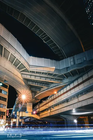 高架が夜空を占拠する夜