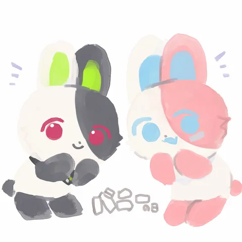 不思議な色のうさぎたち