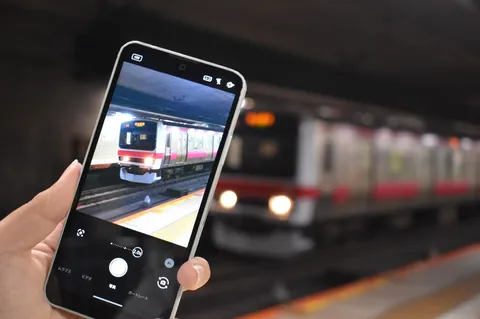 電車とスマホの共演