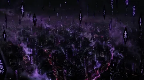 サイバーパンクな夜景に浮かぶ神秘