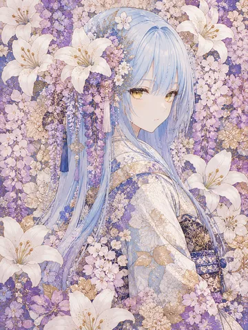 幻想的な花園に佇む透明感