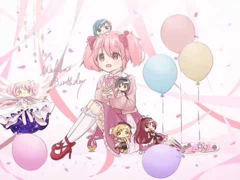 風船とピンクの誕生会