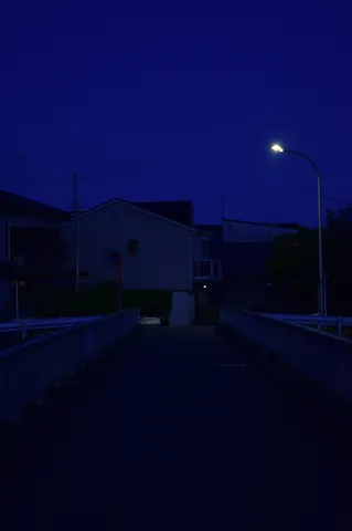夜の帳と街灯の交差点