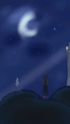 月夜の丘で語らう影