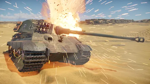 砂丘を照らす戦車の閃光