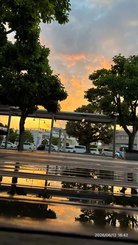 水面に映る夕暮れのきらめき