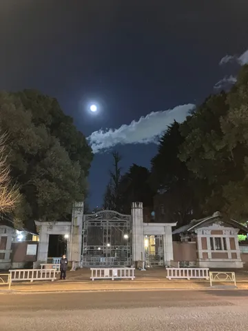 月明かりが照らす、厳かな夜の門