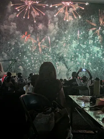 夜空の花火と夢中な視線
