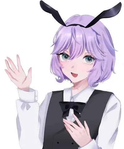 ふわふわパープルヘアーのウサギさん