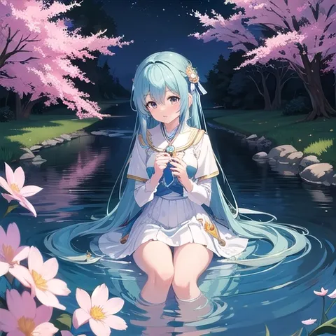 花筏の中の青い囁き
