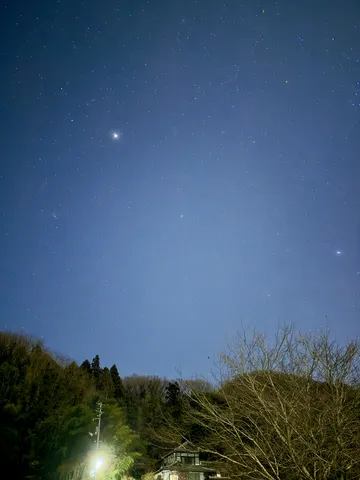 星と街灯の夜の共演