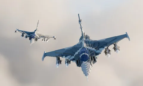 ブロックで再現された空飛ぶ戦闘機