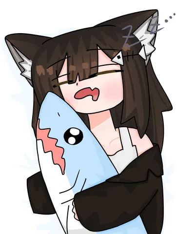 サメ抱き枕とまどろみ猫耳