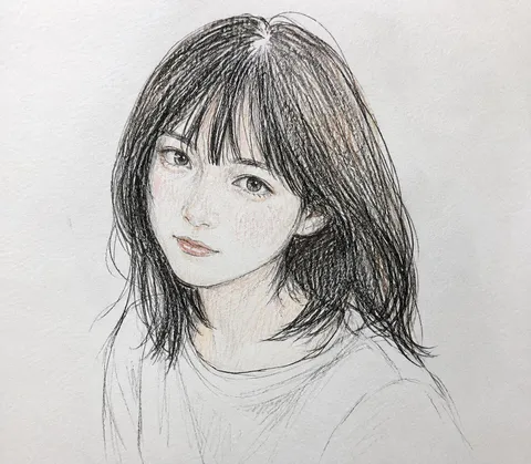 鉛筆のタッチが優しいポートレート