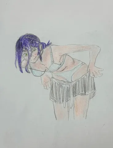 斜めの視線と涼やかな衣装