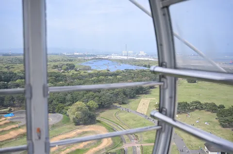 空と緑と構造物のコントラスト