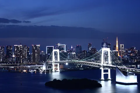 光の架け橋が彩る大都市の夜