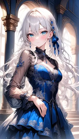 蒼き宝石を纏う、白銀の姫君