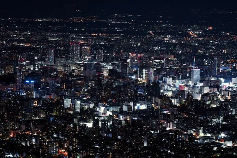 煌めく都市の夜景 panorama