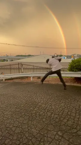 雨上がりの躍動と虹