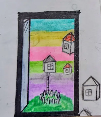 虹色の窓から見える風景