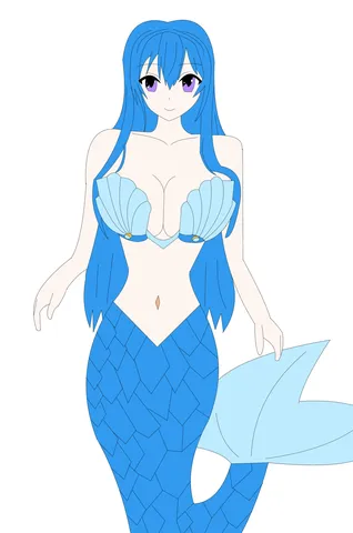 水面から現れる蒼き人魚