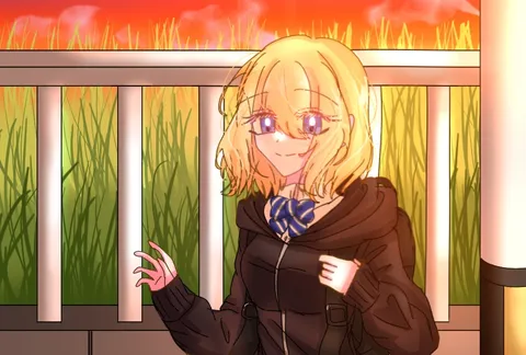 夕暮れの通学路、彼女の微笑み