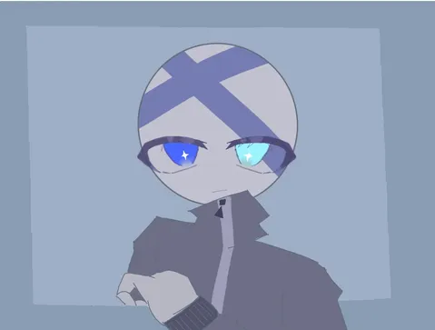 青い瞳のクールな視線