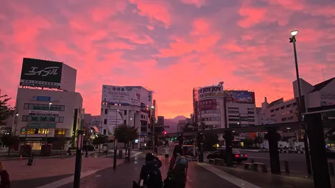 旅先の朝焼け、旅の再開。