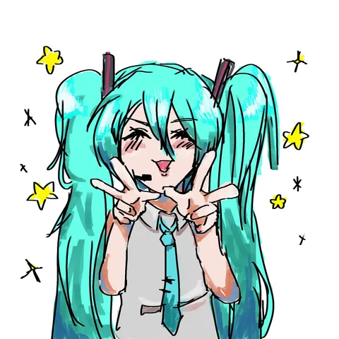 星きらめくミクのピースサイン