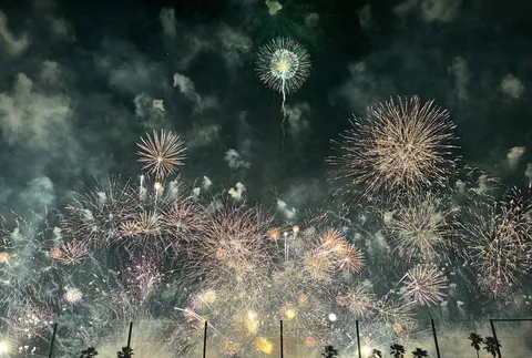 夜空を彩る花火の瞬き