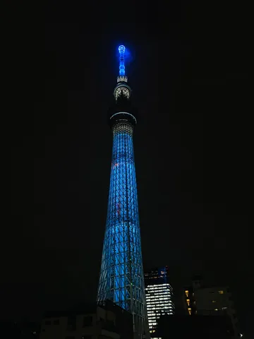 夜空に輝く東京スカイツリー