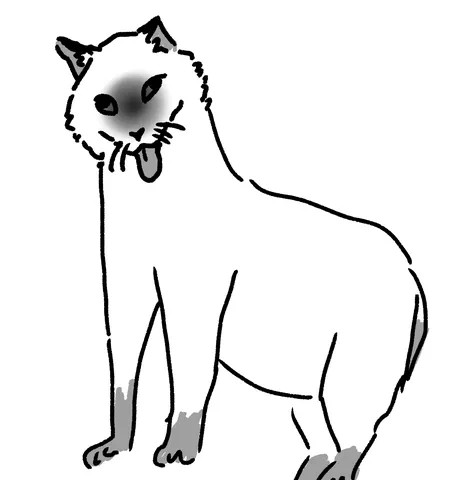 舌を出した猫のゆるいイラスト