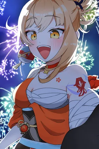 夏の夜空に輝く笑顔