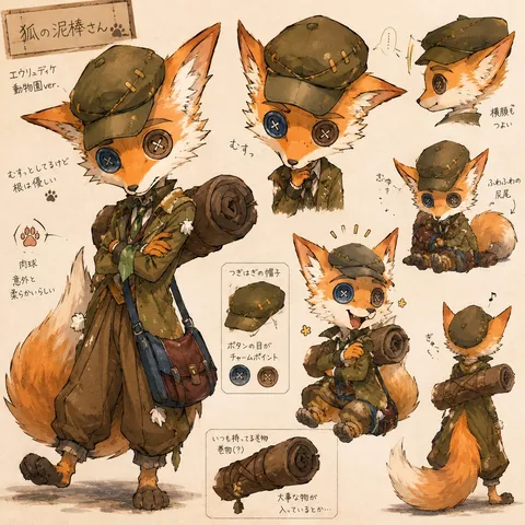 ボタンがチャームポイントのキツネ