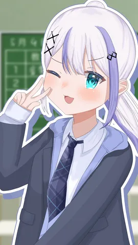 放課後の教室、ピースサイン