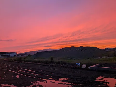 赤く染まる空と大地