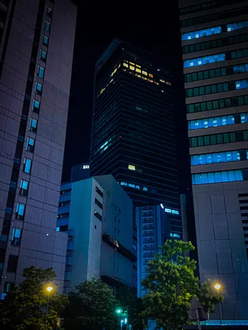 青い夜に浮かぶ摩天楼