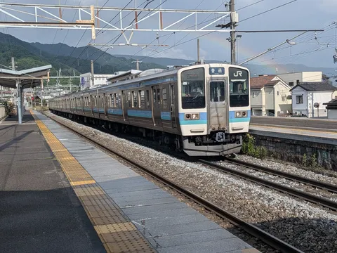 雨上がりの虹とローカル線