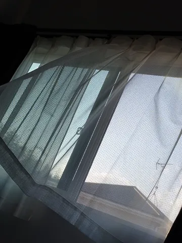 光を透す網戸の風景
