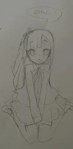 鉛筆の繊細なタッチ、少女の憂い