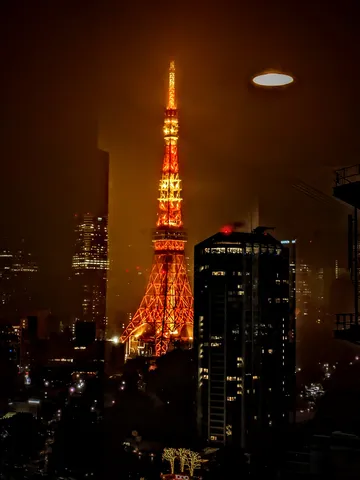 雨夜に灯る東京タワーの幻想