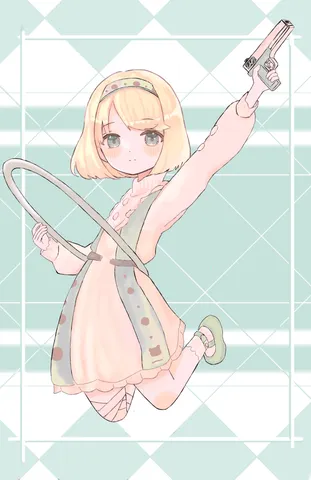 銃を構える少女、フープ？