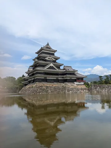 水面に映る黒い城の姿