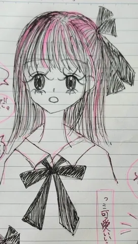 リボンとピンクの髪の美少女